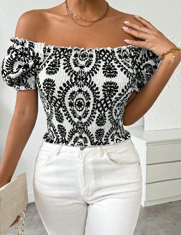 Top SHEIN, alb/negru