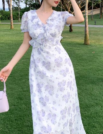 Rochie medie Dazy, lila/alb