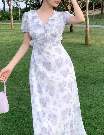 Rochie medie Dazy, lila/alb