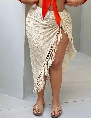 Fusta de plaja SHEIN CURVE, crem