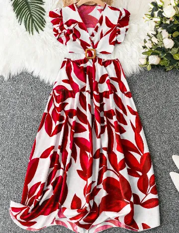 Rochie medie SHEIN CURVE, rosu/alb