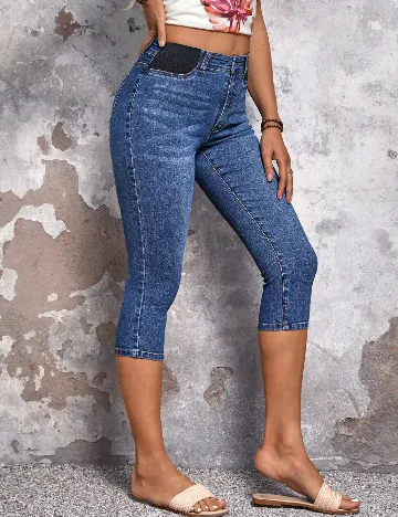 Pantaloni trei sferturi SHEIN, albastru