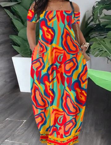 Rochie lunga SHEIN CURVE, mix culori