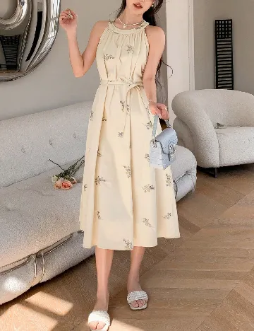 Rochie medie Dazy, crem