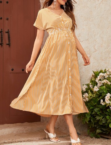 Rochie medie SHEIN Maternity, galben