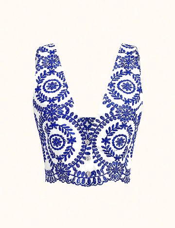 Top SHEIN, alb/albastru