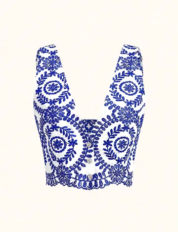 Top SHEIN, alb/albastru