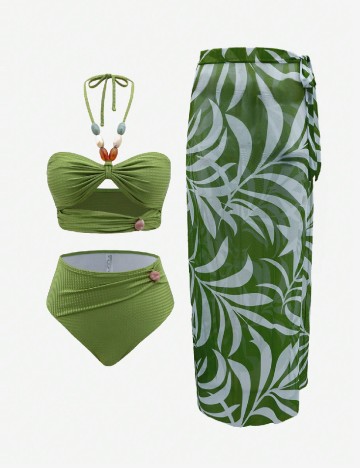 Costum de baie SHEIN, verde