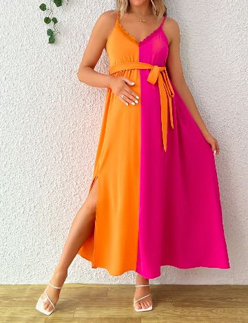 Rochie lunga SHEIN Maternity, roz/portocaliu