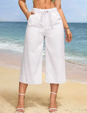 Pantaloni trei sferturi SHEIN, alb