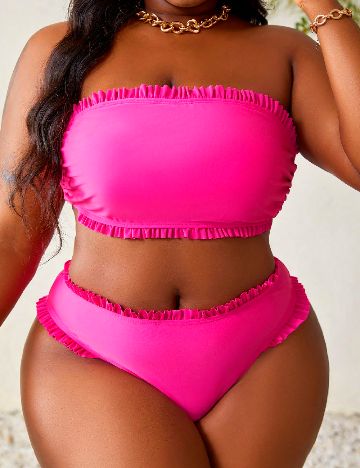 Costum de baie SHEIN CURVE, roz