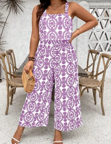 Salopeta SHEIN CURVE, alb/mov