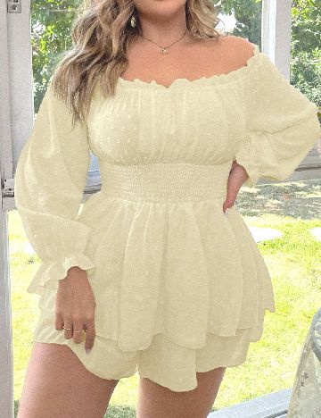 Salopeta SHEIN CURVE, crem