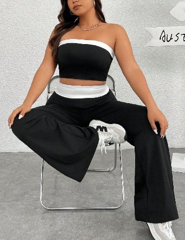 Compleu SHEIN CURVE, negru/alb