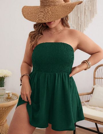 Salopeta SHEIN CURVE, verde inchis