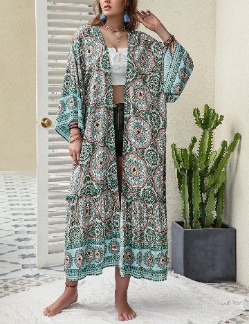 Kimono Rusttydustty Plus Size, mix culori