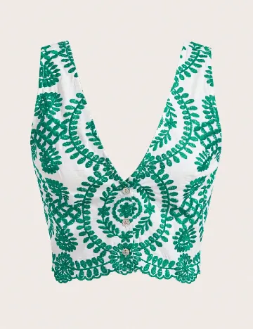 Top SHEIN, verde/alb