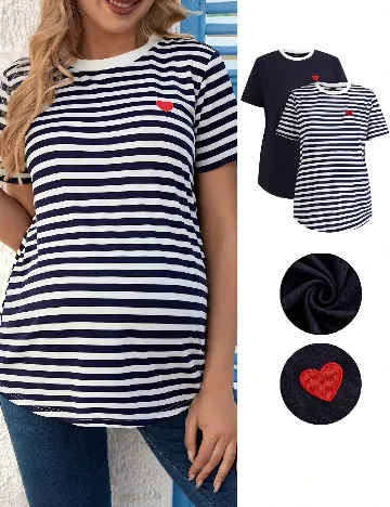 Set Tricouri 2 bucati SHEIN Maternity, bleumarin/alb