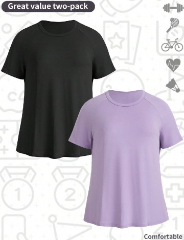 Set Tricouri 2 bucati SHEIN CURVE, gri inchis/mov