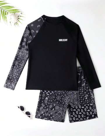 Compleu De Plaja Shein Kids, negru