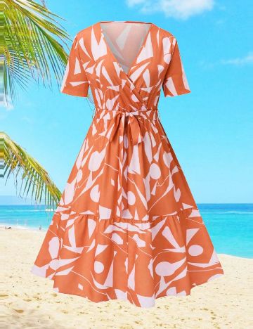 Rochie medie SHEIN CURVE, portocaliu