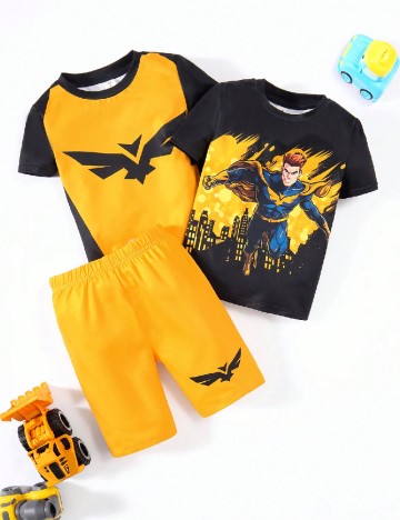 Compleu Shein Kids, negru/galben