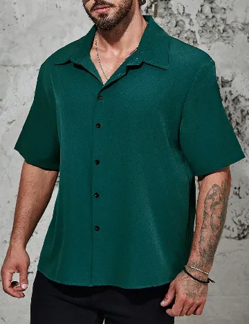 Camasa SHEIN Plus Size Men, verde