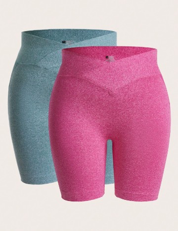 Pantaloni scurti SHEIN CURVE, roz/verde