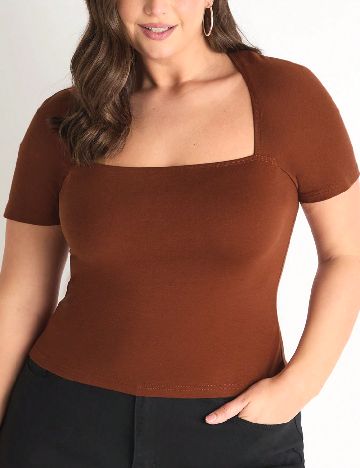 Tricou SHEIN CURVE, maro