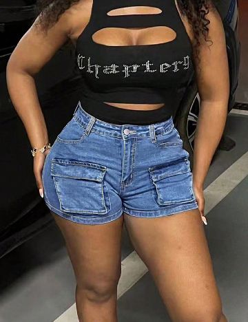 Pantaloni scurti SHEIN, albastru