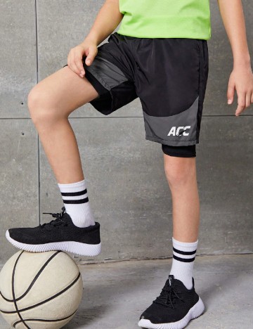 Pantaloni scurti Shein Kids, negru