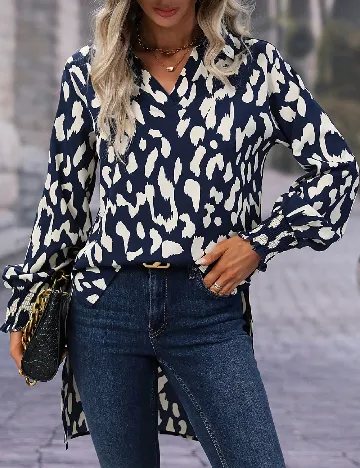 Bluza SHEIN, ecru/bleumarin