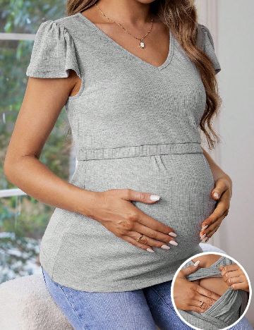 Tricou SHEIN Maternity, gri