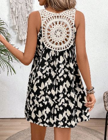 Rochie scurta SHEIN, crem/negru