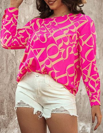 Bluza SHEIN CURVE, roz/crem