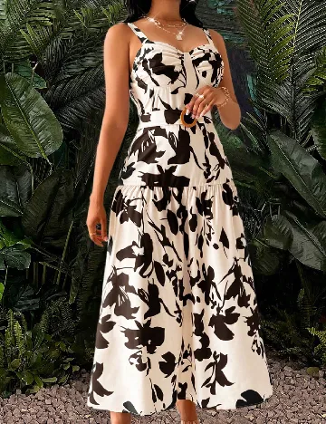 Rochie lunga SHEIN, crem/negru