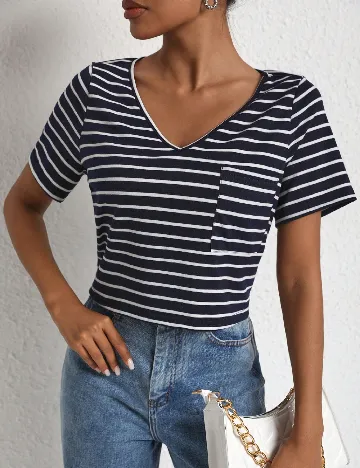 Top SHEIN, bleumarin/alb