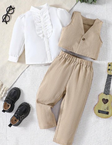 Compleu Shein Kids, alb/bej