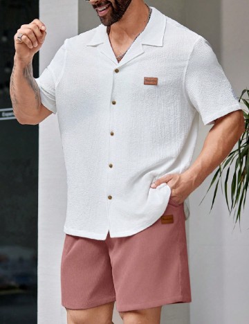 Compleu SHEIN Plus Size Men, roz/alb