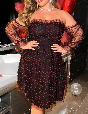 Rochie scurta SHEIN CURVE, negru/rosu