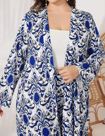 Compleu SHEIN CURVE, alb/albastru