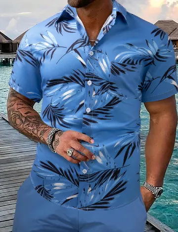 Camasa SHEIN, albastru/negru