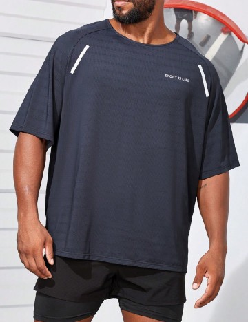 Tricou SHEIN Plus Size Men, bleumarin