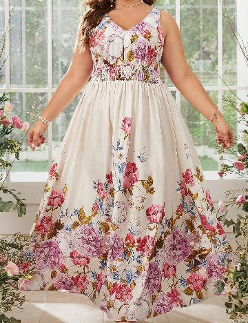 Rochie lunga SHEIN CURVE, floral print