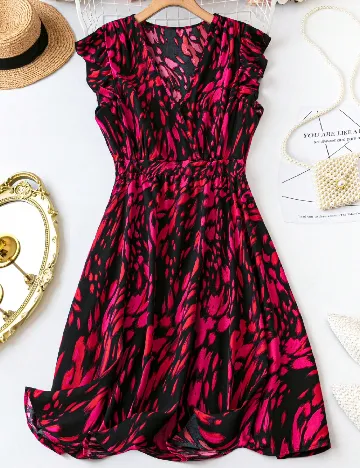 Rochie scurta SHEIN CURVE, negru/roz