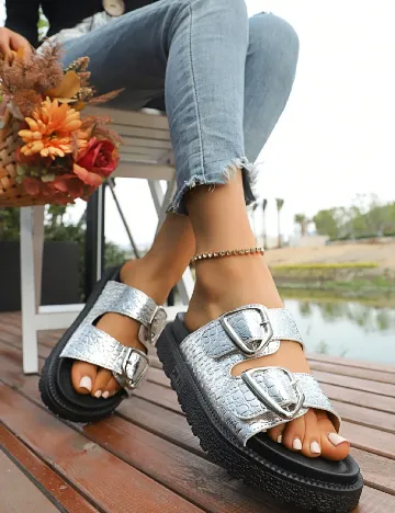 Slapi SHEIN, argintiu