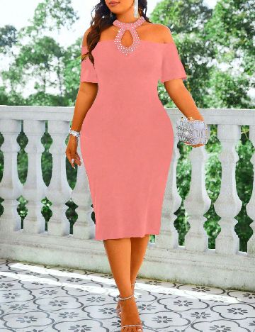 Rochie medie SHEIN CURVE, roz
