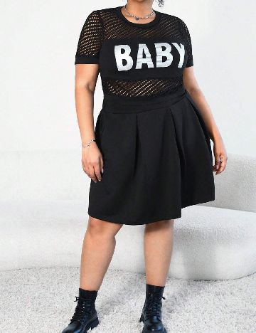 Fusta SHEIN CURVE, negru