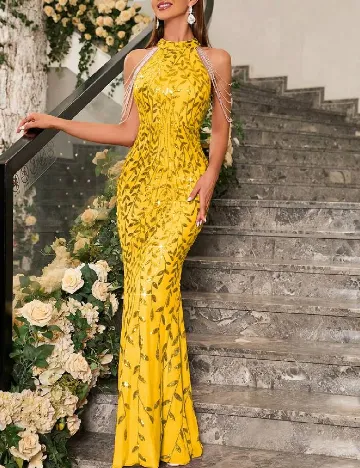 Rochie lunga Miss ord, galben