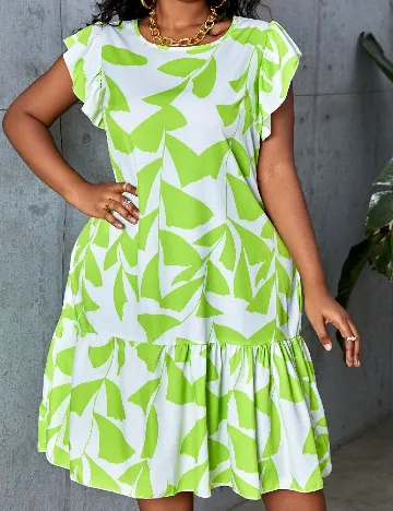 Rochie scurta SHEIN CURVE, verde/alb